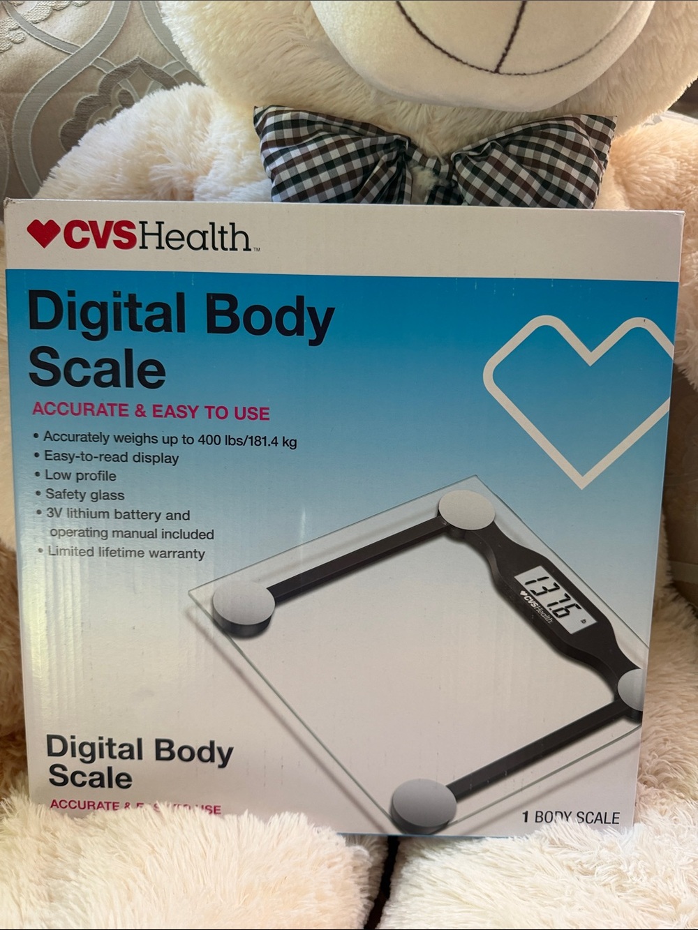 New Sealed Box-CVS Digital Display Body Scale-Safety Tempered Glass-Up to 400 lb